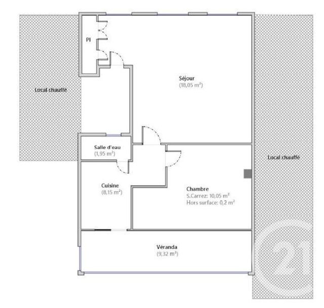 Appartement F2 à vendre - 2 pièces - 38.2 m2 - GRASSE - 06 - PROVENCE-ALPES-COTE-D-AZUR - Century 21 Moulin De Brun